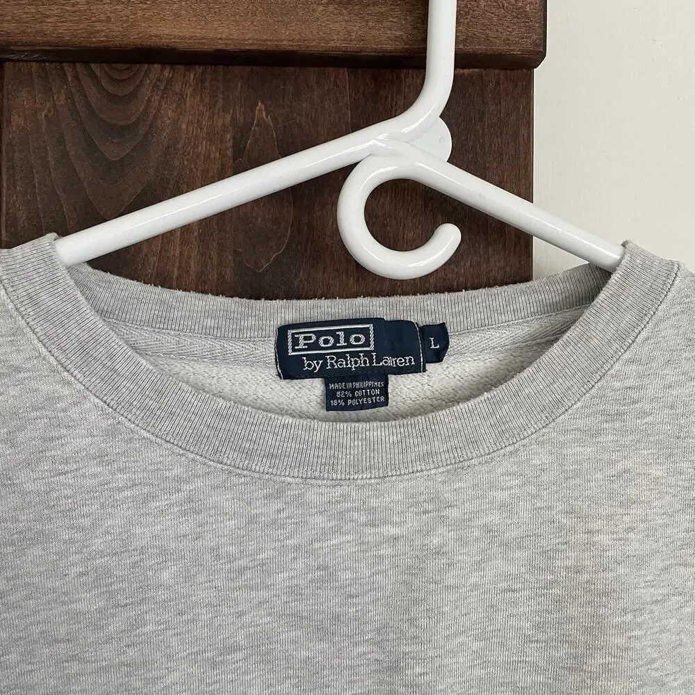 Vintage Polo Ralph Lauren Grey Sweatshirt Men’s Size Large Casual Y2K 90s**